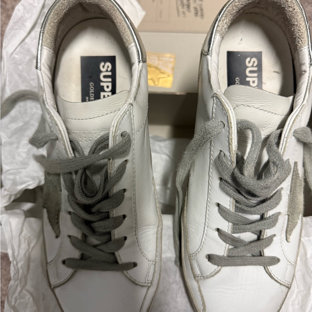 Golden Goose Super-Star Classic Sneakers in White and Gray - Picture 5 of 9